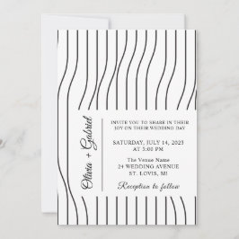 Invitación Sencillo blanco y negro. Boda formal mínimo