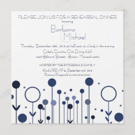 Invitación Sencillo Blue Floral Dot Moderno Ensayo Cena