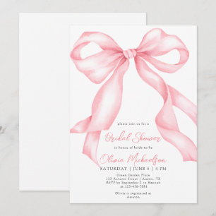 Invitación Sencillo BlushPink Ribbon Coquette Bridal Shower