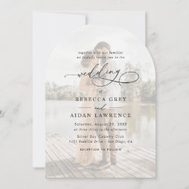 Invitación Sencillo Boda de arco fotográfico negro y blanco s