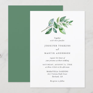 Invitación Sencillo Boda de bifurcación de color de agua