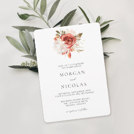 Invitación Sencillo Boda de Bouquet floral rojo y blanco