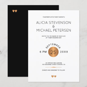 Invitación Sencillo boda de cobre negro y metálico