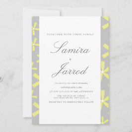 Invitación Sencillo Boda de mármol amarillo y gris abstracto