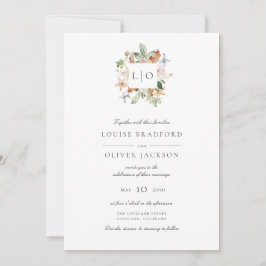 Invitación Sencillo Boda de oruga monograma elegante