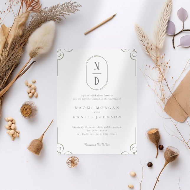 Invitación Sencillo Boda elegante del cuadro de desplazamient (Subido por el creador)