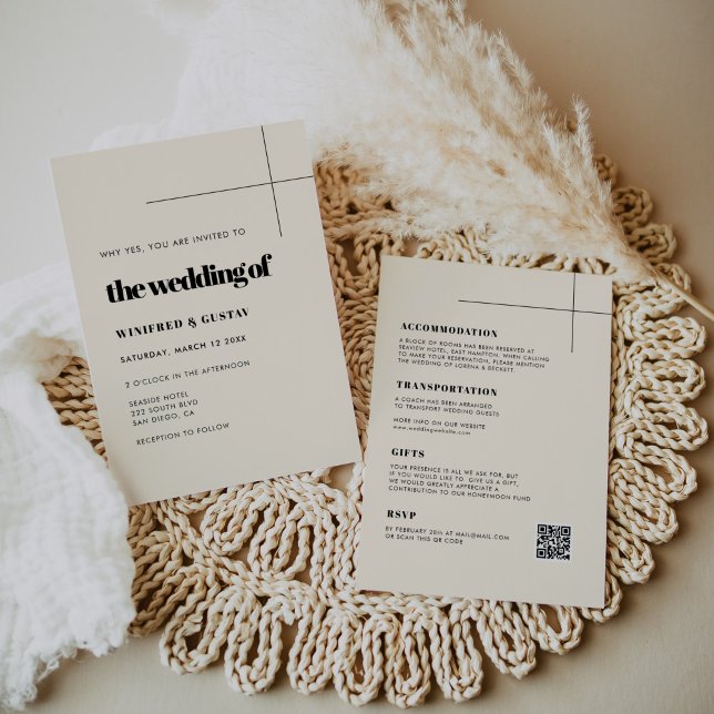 Invitación Sencillo boda elegante y de moda todo en uno (Subido por el creador)