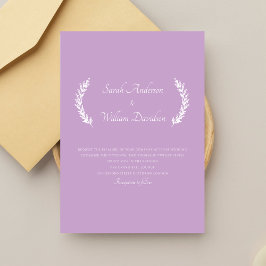 Invitación Sencillo Boda Floral Elegante Lavanda