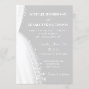 Invitación Sencillo Boda Gris de Silueta de Vestido Blanco El