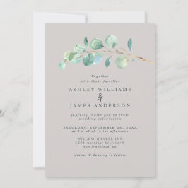 Invitación Sencillo Boda gris pastel de la vegetación