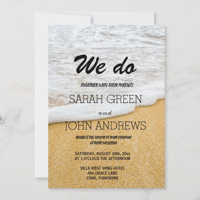 Invitación Sencillo Boda marítimo de Ocean Sand Beach (Anverso)
