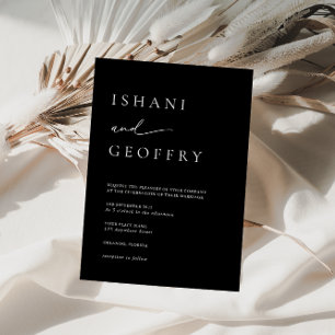 Invitación Sencillo Boda Minimalista elegante en blanco y neg