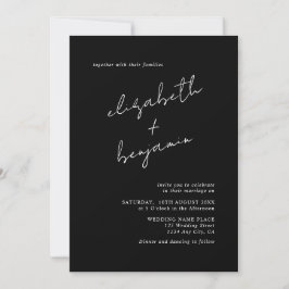 Invitación Sencillo Boda Minimalista elegante en blanco y neg