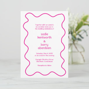 Invitación Sencillo Boda moderno de marco de rizado rosa