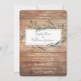 Invitación Sencillo Boda Rústico Hierba de la madera del gran