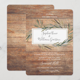 Invitación Sencillo Boda Rústico Hierba de la madera del gran
