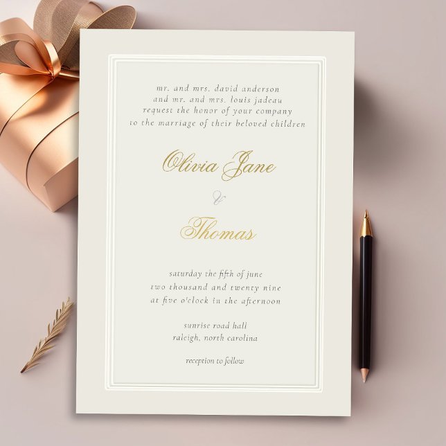 Invitación Sencillo Boda tradicional de Frame Gold Ecru (Subido por el creador)