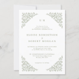 Invitación Sencillo Boda Verde Floral Timeless Floral