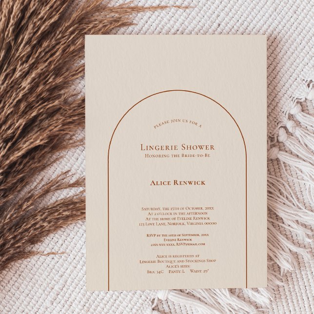 Invitación Sencillo Boho Arch Ivory Lingerie Shower (Subido por el creador)