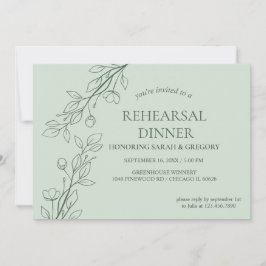 Invitación Sencillo Boho Floral Sage Ensayo Verde Cena