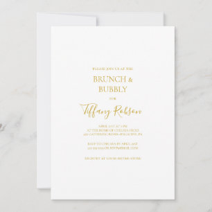 Invitación Sencillo Brunch de oro elegante y ducha de burbuja