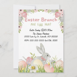 Invitación Sencillo Brunch de Pascua y cacería de huevos