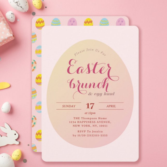 Invitación Sencillo Brunch Huevo de Semana Santa Caza Rosa su (Subido por el creador)