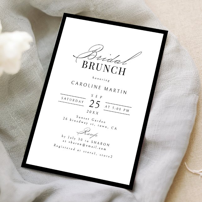 Invitación Sencillo brunch nupcial con tipografía de escritur (Simple Graceful Script Typography Bridal Brunch Invitation)