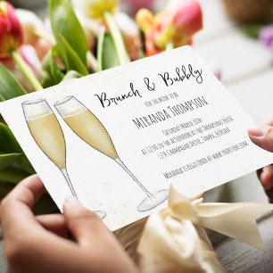 Invitación Sencillo Brunch y espumoso champagne ducha de novi