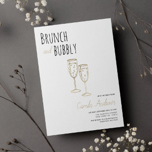 Invitación Sencillo Brunéi De Oro Blanco Y Ducha De Brigada B