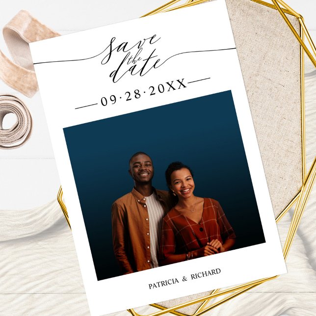 Invitación Sencillo Chic Ahorra la Fecha de la Boda Foto (Subido por el creador)