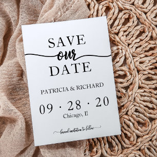 Invitación Sencillo Chic Caligrafía Boda Save The Date