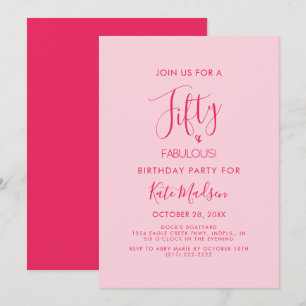 Invitación Sencillo Chic Cincuenta y ¡FABULOSO! Fiesta de cum