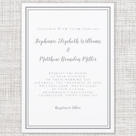 Invitación Sencillo Chic de Boda Gris y Blanco Moderno Minima