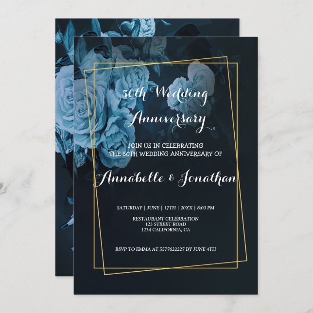 Invitación Sencillo Chic Dorado Geométrico Fra Bodas de Anive (Anverso / Reverso)