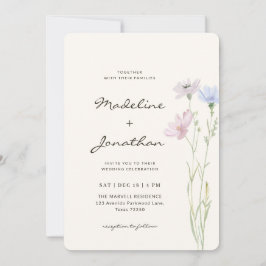 Invitación Sencillo Chic Flor Silvestre Bodas Beige