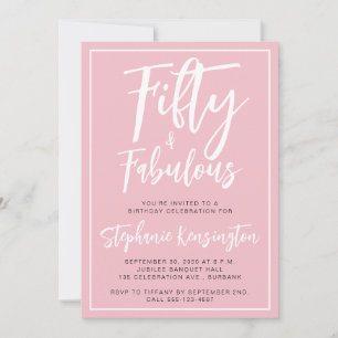 Invitación Sencillo cincuenta y fabuloso cumpleaños 50 rosa