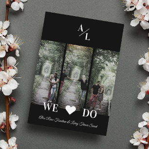 Invitación Sencillo clásico 3 fotos Collage Pareja involucrad