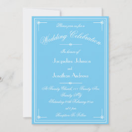 Invitación Sencillo Clásico Boda Todo En Uno Aqua Azul