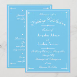 Invitación Sencillo Clásico Boda Todo En Uno Aqua Azul