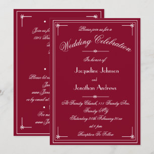 Invitación Sencillo Clásico Burgundy Rojo Todo En Uno Boda