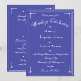 Invitación Sencillo Clásico Hermoso Azul Todo En Uno Boda