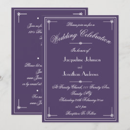 Invitación Sencillo Clásico Polvo de Púrpura Todo en Uno Boda