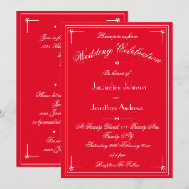 Invitación Sencillo Clásico Romántico Rojo Todo En Uno Boda
