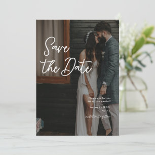 Invitación Sencillo código QR de foto de boda para guardar la