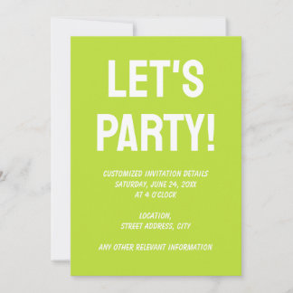 Invitación Sencillo color sólido plano verde lima ácido brill