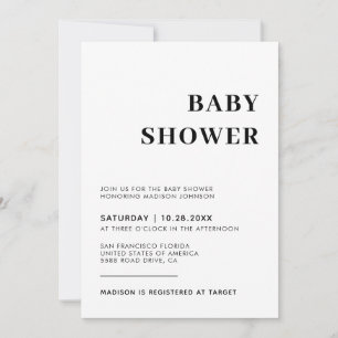 Invitación Sencillo con Baby Shower neutral de sexo fotográfi