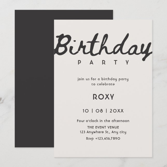 Invitación Sencillo con clase  (Anverso / Reverso)