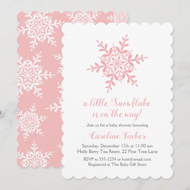 Invitación Sencillo copo de nieve elegante Baby Shower (Anverso / Reverso)