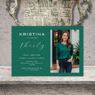 Invitación Sencillo Cumpleaños 30 Minimalista Esmeralda Verde